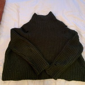 Zara Knot olive green chunky turtleneck sweater
